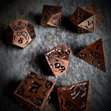 Tentacles in Copper Metal - 7pcs RPG Dice Set